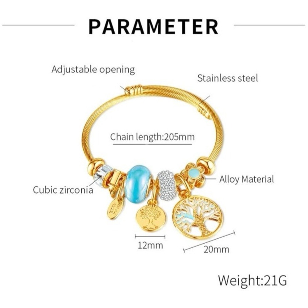 Flexible Tree Of Life Bracelet Gold Color‎ Stainless Steel - Picture 4 of 6